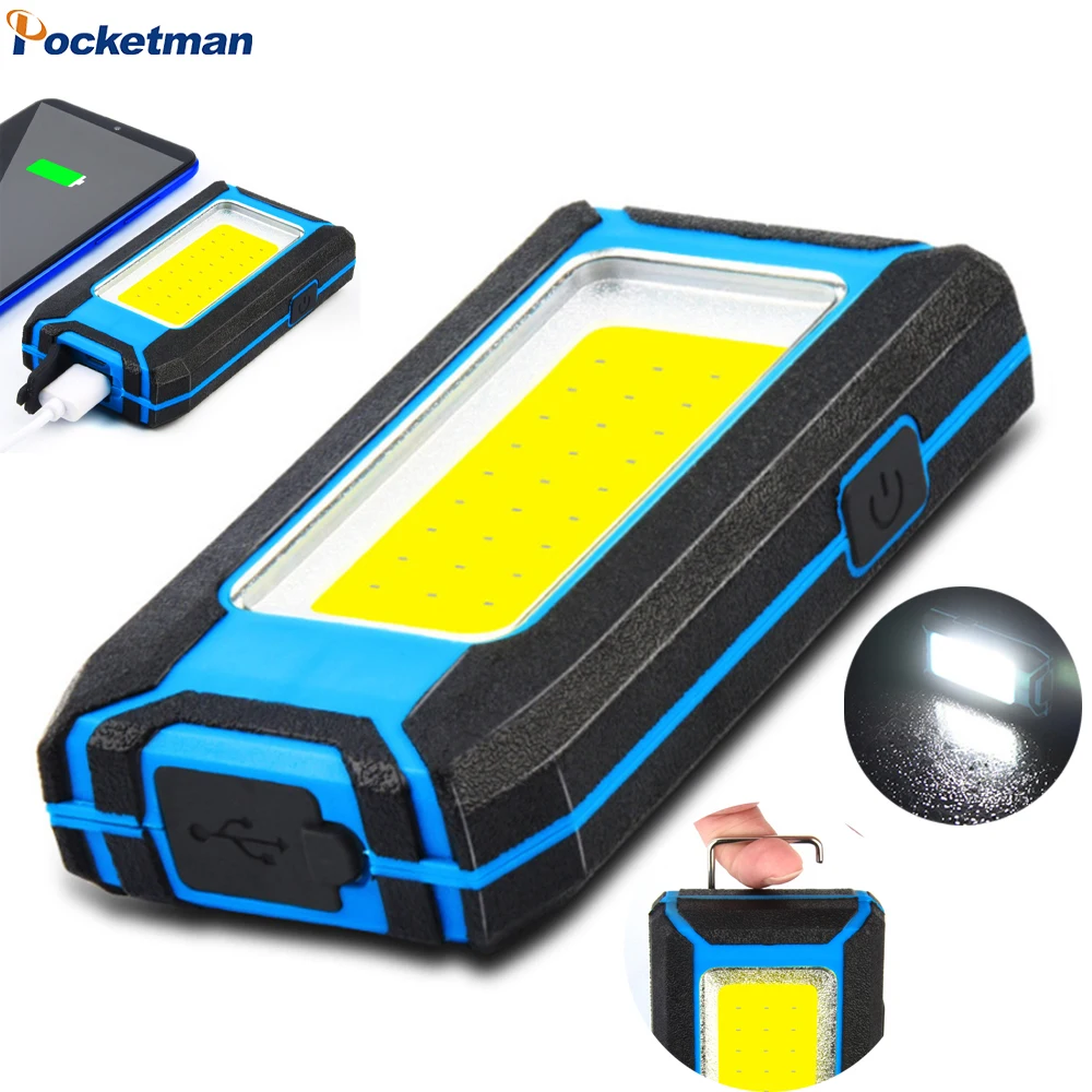 

Портативный фонарик, USB перезаряжаемые фонари для кемпинга с крючком, наружные Аварийные Фонари 10000 мАч, внешний аккумулятор, рабочий монолитный блок