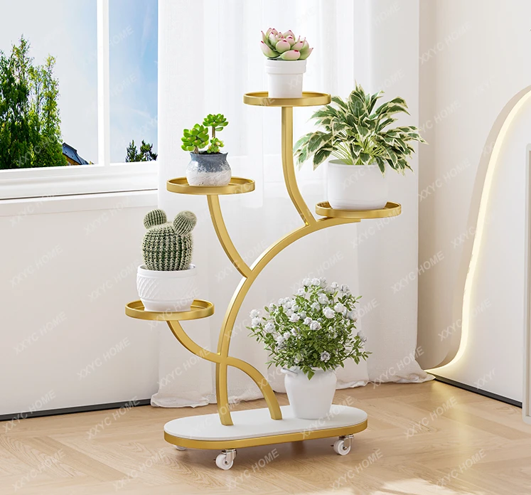 

Flower Rack Floor Type Multi-Layer Mobile Balcony Rack Indoor Jardiniere