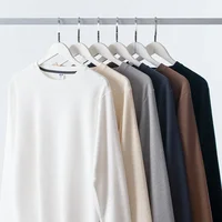 Men Sweater Men Waffle Long Sleeve T-shirt Men Heavy Round Neck Loose T-shirt Top Autumn New Solid Base Shirt Men Winter Clothes 2