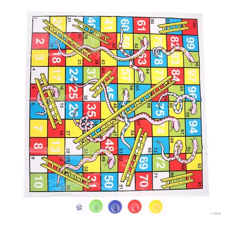 

M5TC Children Snake Ladder Plastic Flight Chess Set Portable Board Game Funny Family Party Games Educational for Kids