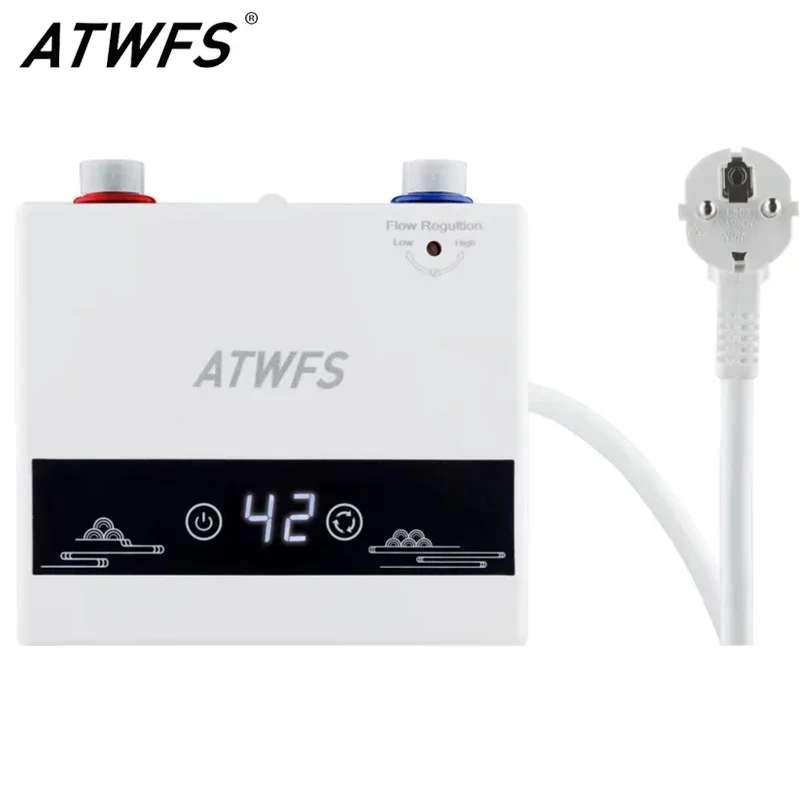 ATWFS เครื่องทําน้ําอุ่นทันที 220V 4600W ไฟฟ้าแบบพกพาเครื่องทําความร้อนสําหรับห้องน้ําน้ําร้อนและ Home KITCHEN เครื่องทําความร้อน 1