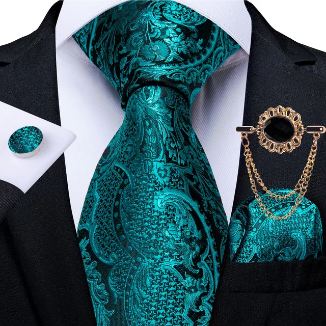 thumbnail image 2 of Men's Tie Set DiBanGu Men's Tie Set - Silk Necktie With Pocket Square, Cufflinks & Tie Ring In Gift Box Business Wedding Tie Set 2 of 12