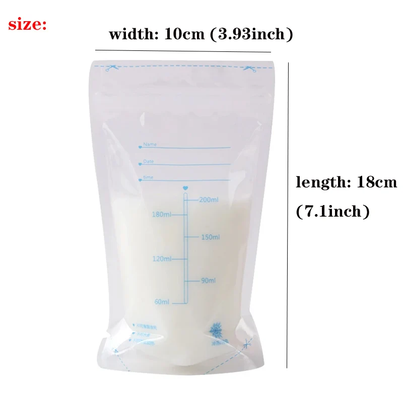 30Pcs 200ml Milk Freezer Bags Mother Milk Baby Food Breast Milk Bag BPA Free Baby Safe Feeding Bag Feeding Breast Pump Save Part