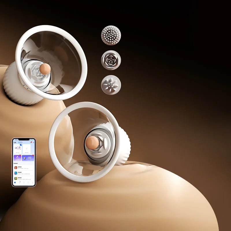 APP remote control rotating breast massage vibrator nipple sucking stimulation vibrator tongue licking nipple massager