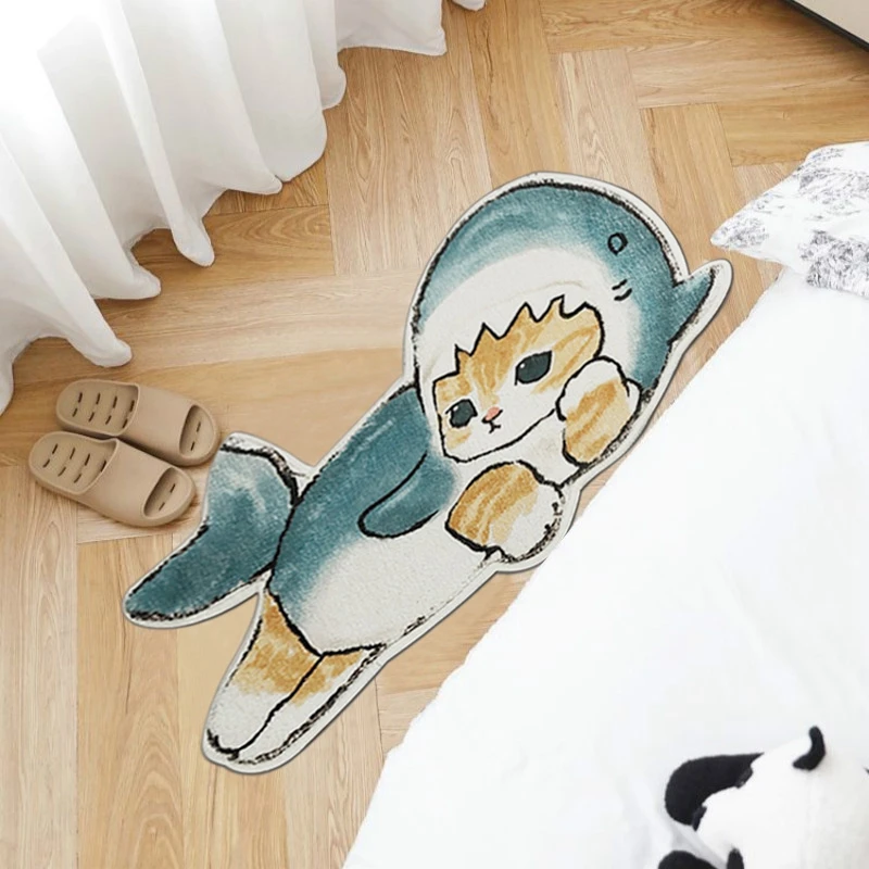 Cute Cat Head Pattern Irregular Floor Mat, Non-slip, Waterproof