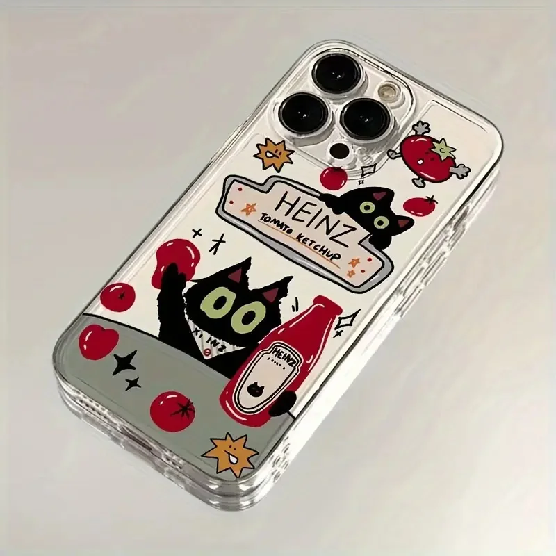 Creative Label Black Cat Transparent Phone Case for Samsung Galaxy S26 S25 Ultra S24 Plus S23 FE S22 A16 A15 A34 A35 A55 Cover