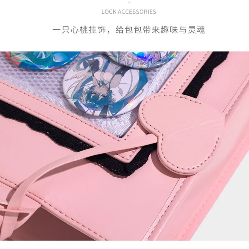 JIAERDI Japanese Pink Ita Bag Women Lolita Transparent Bow Large Capacity Handbag Ladies Sweet Kawaii Tote Bag Crossbody Bags