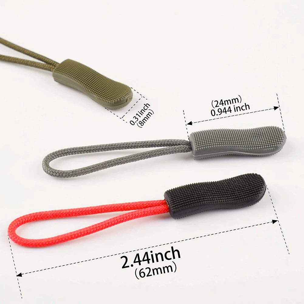 Zipper Puller 10pcs Camping Bag Replacement Backpack Clothes Zipper Tag Cord EDC Outdoor Camp Extension Fixer Travel Kit