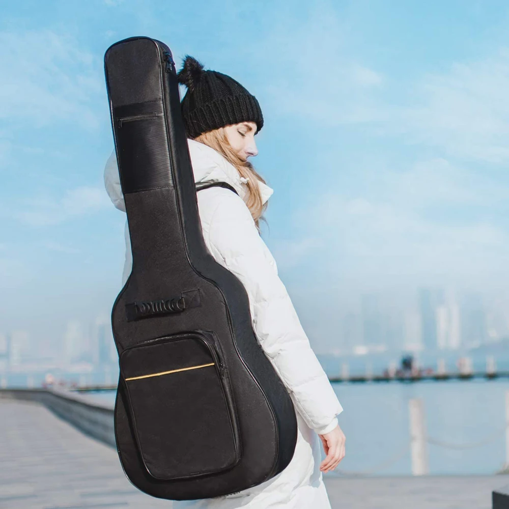 Alta qualità con manico per chitarra acustica Custodia per chitarra da 41 pollici Doppi spallacci Zaino per chitarra Borse per strumenti Borsa per chitarra - immagine 5