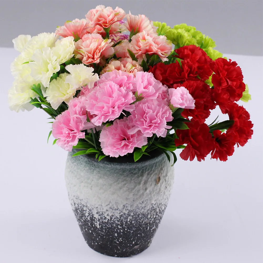 

11Heads Artificial Carnation Home Decoration Multi Color Beauty Silk Fake Flower Especial For Wedding And Festival Decoration