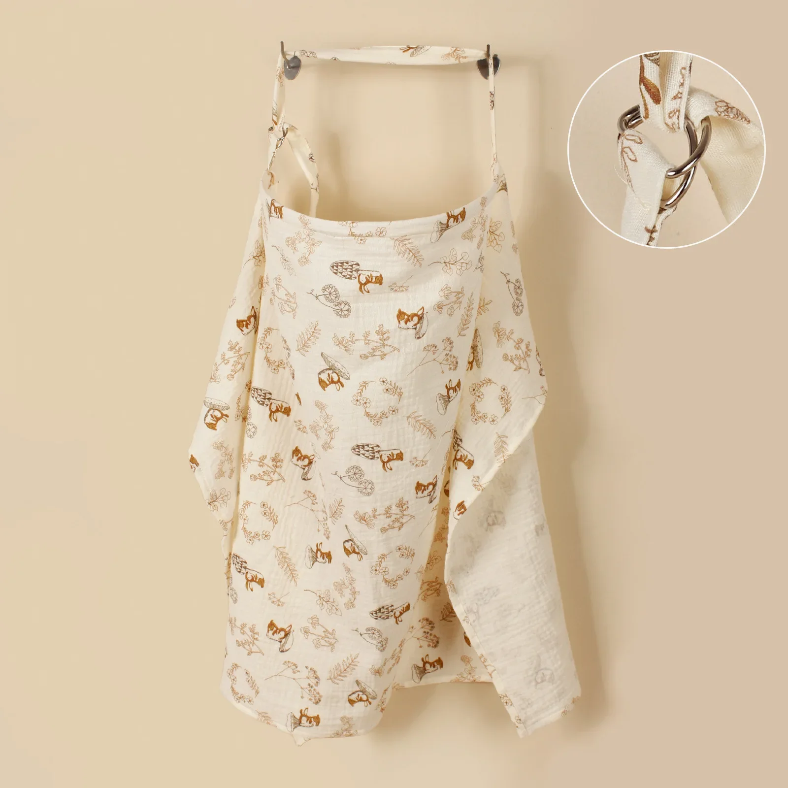 New Anti-Exposure Printing Pure Cotton Baby Feeding Cover Coat Double Layer Muslin Swaddle Blanket for Nursing Mothers