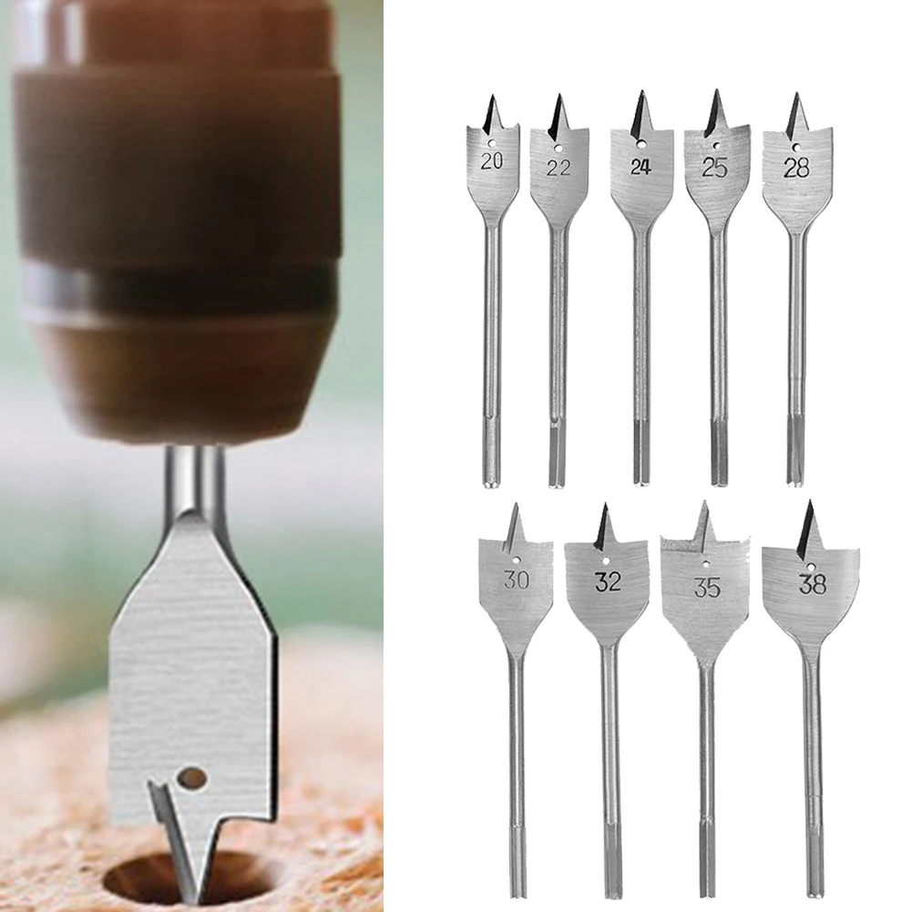 Woodwork Flat Wood Drill Bit Spade Woodworking Power Tool 20/22/25/28/30/32/35/38mm For Wood Timber Drilling Hex Shaped Shank durable high quality drill bit power tool flat drills 20 38mm 20mm 38mm flat wood hrc50 hrc58 high carbon steel