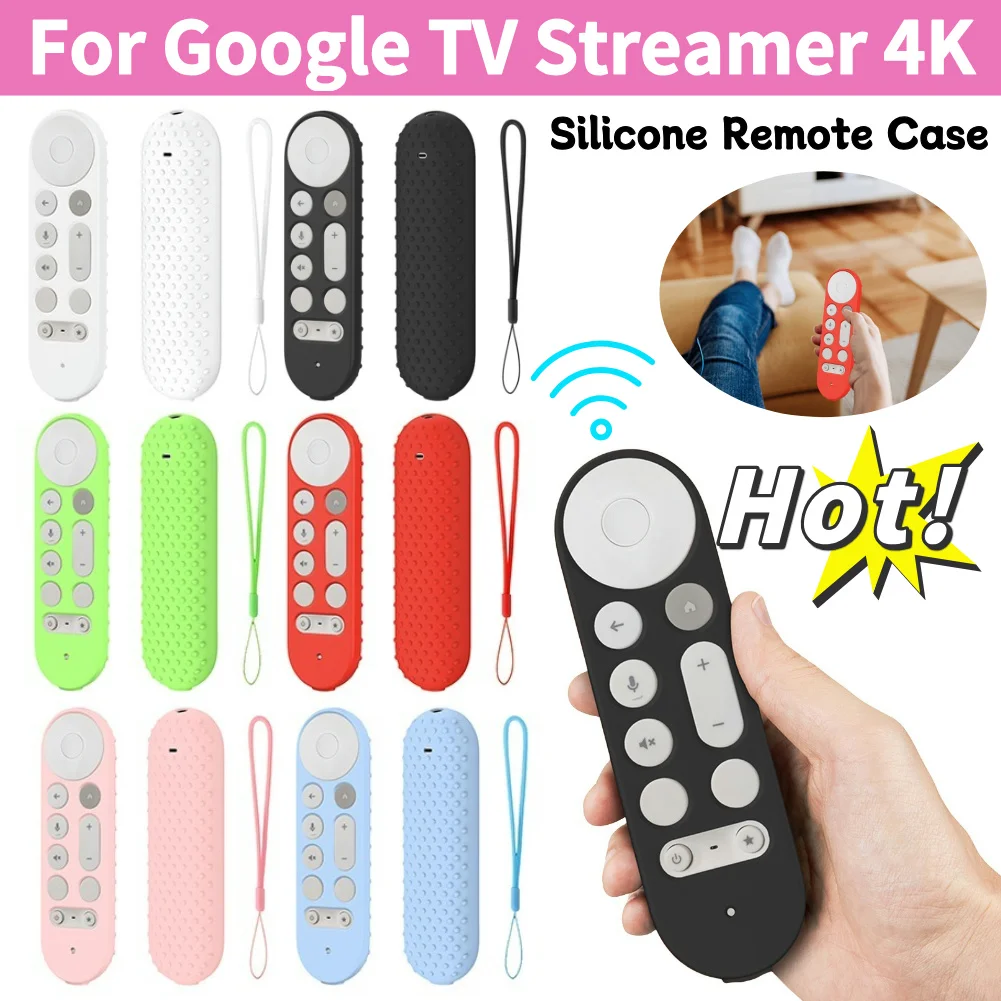 Silicone Remote Case Anti-Slip Protective Controller Sleeve Skin TV Remote Control Case Remote Cover for Google TV Streamer 4K