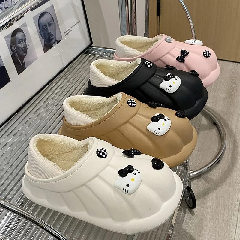

Kawaii Hello Kitty Sanrio Cotton Slippers Anime Fashion Anti Slip for Home Use EVA Waterproof High Facial Value Festival Gifts