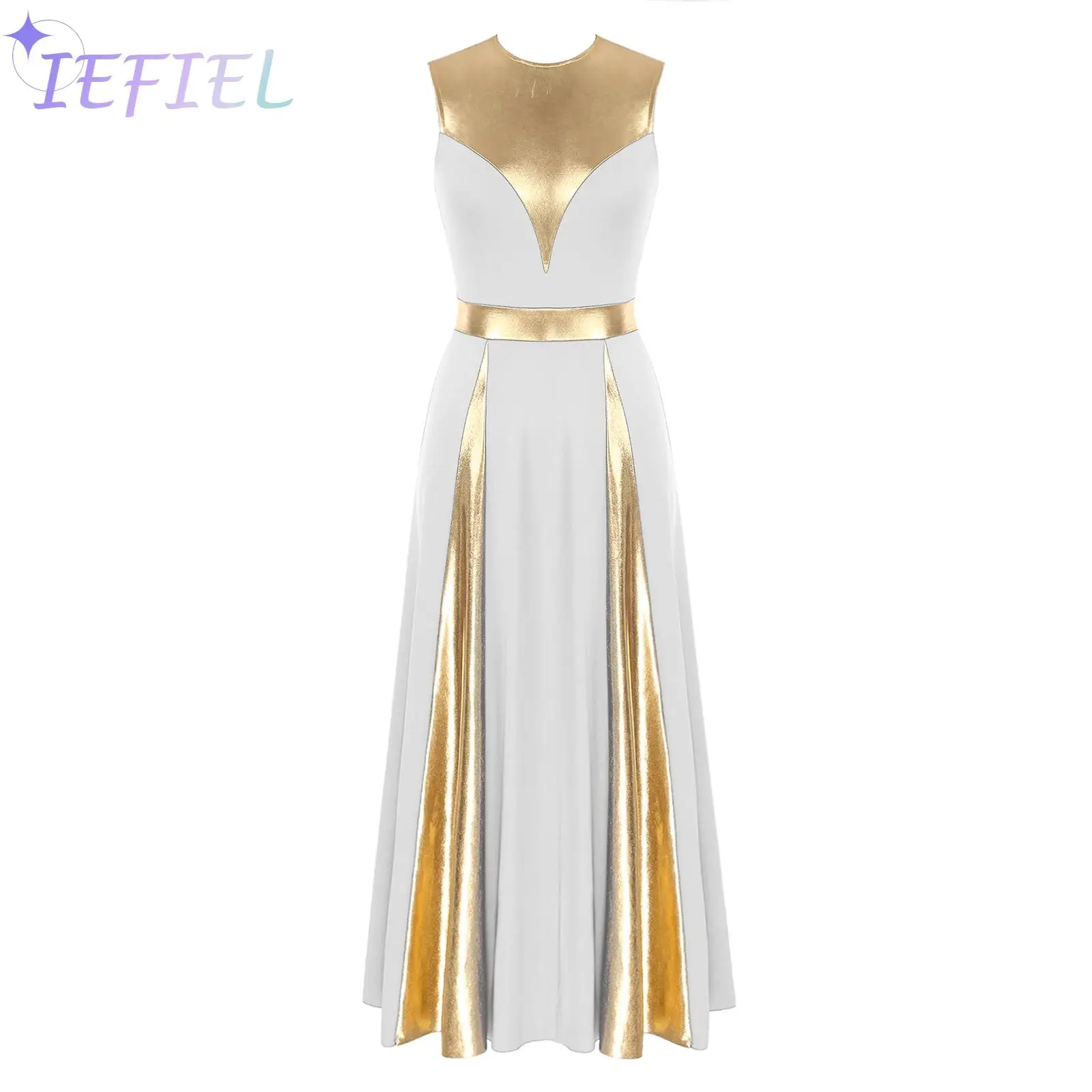 

Женское длинное платье без рукавов с зауженной талией, одежда для церковной поклонения, танцевальных выступлений, костюм для литарных бальных танцев