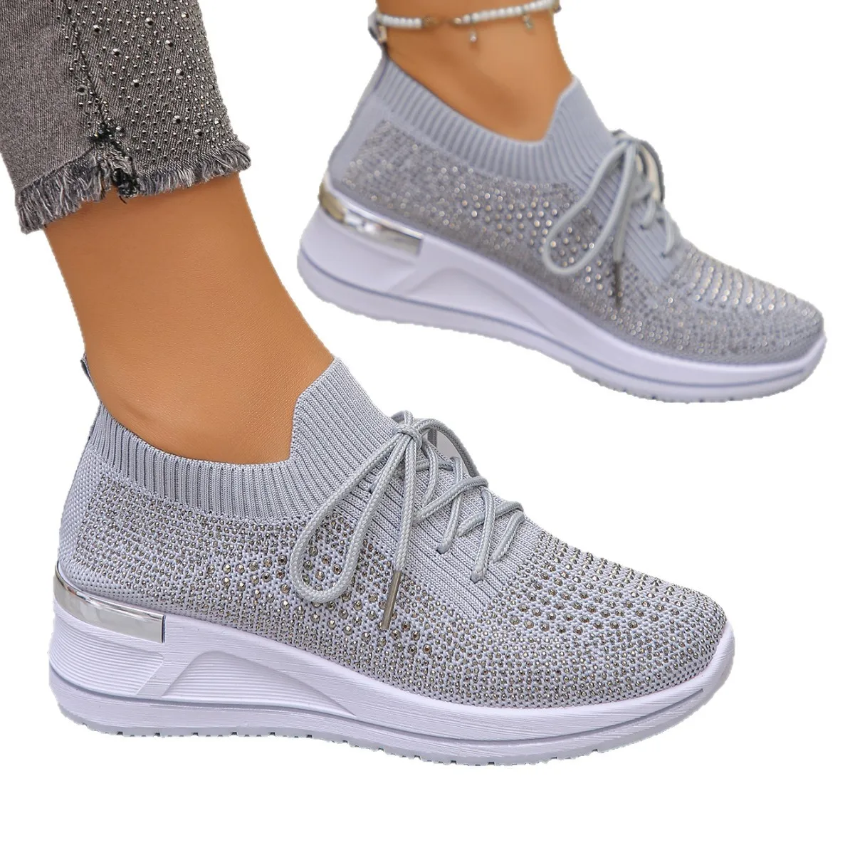 Women Sneakers 2025 New Mesh Outdoor Platform Sneakers Women Wedges Thick Bottom Breathable Casual Tennis Vulcanize Shoes Women
