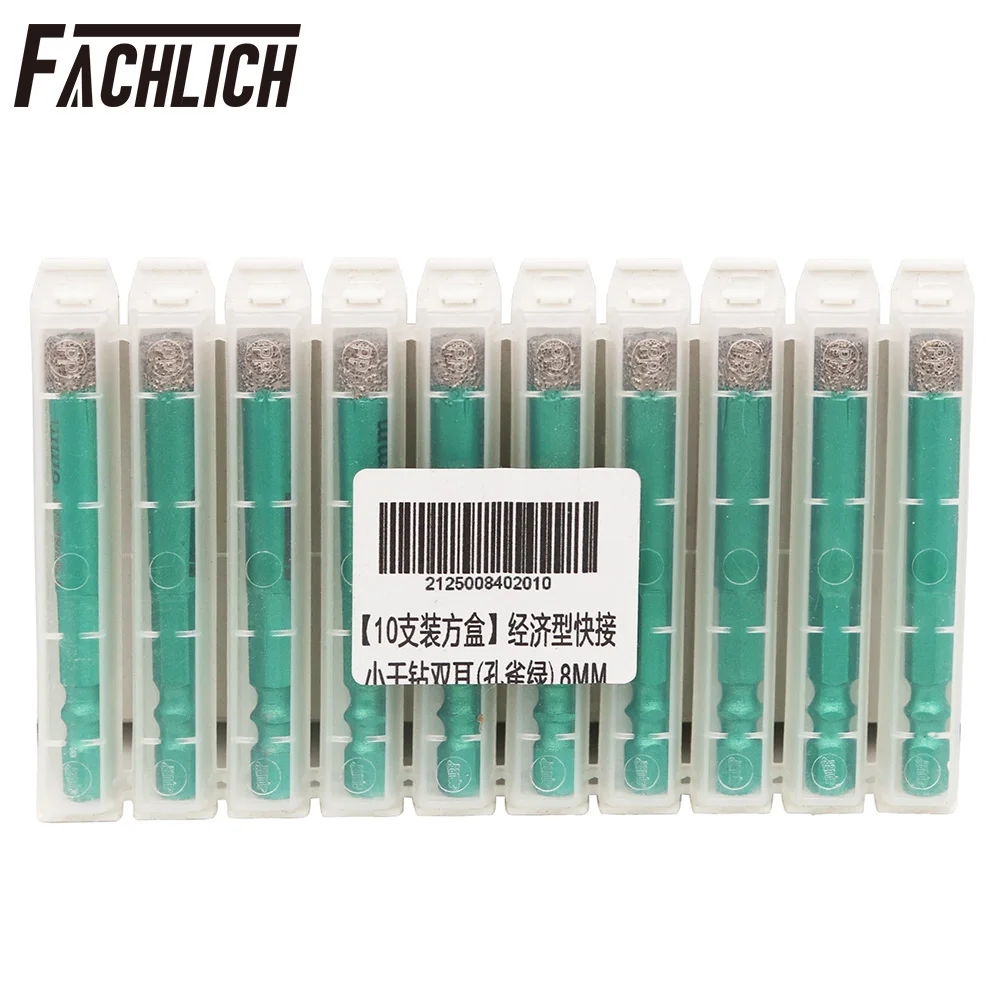 FACHLICH 10pcs/box 8mm Hex Shank Vacuum Brazed Diamond Drill Bits Dry Drilling Granite Marble Tile Hand Tool Hole Saw Cutter