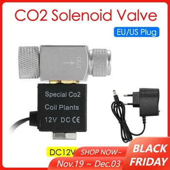 Aquarium Solenoid Valve CO2 System Regulator Aquarium Accessories Electric Low Temperature Magnetic Valve For Fish Tank DC12V