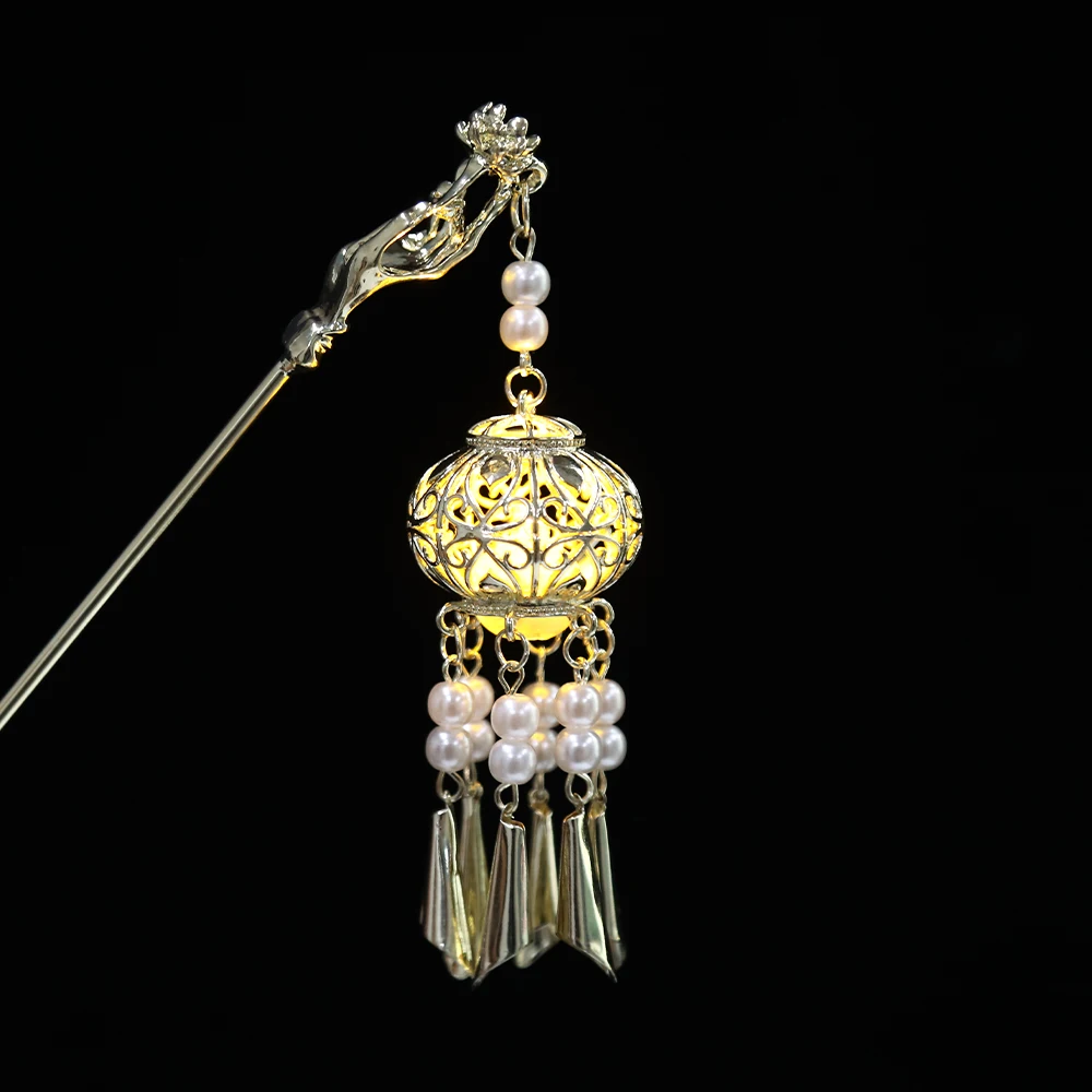 Popular Antique Style Hair Clips, Luminous Lantern Tassel Hair Clips, Retro Style Hair Clips, Girls New Year Fashion Hair Clips