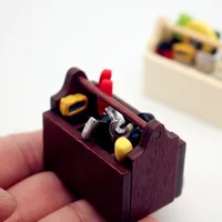 1Set Dollhouse Furniture Miniature Mini Toolbox Handmade Tools Model For Dolls House Decor Accessories Props Kids Pretend Toys 2