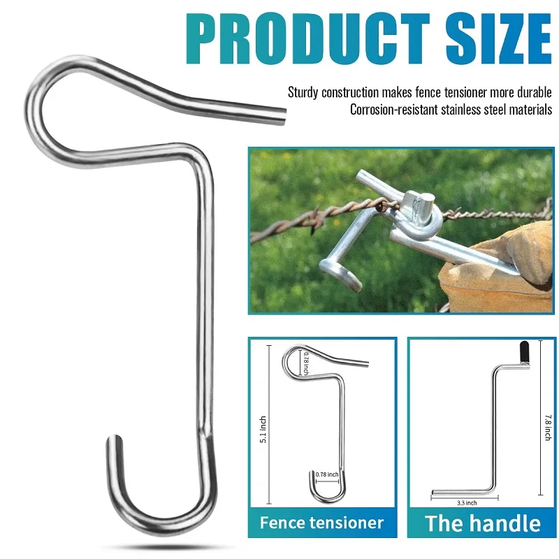 Tendeur de fil de clôture Outil de serrage de fil barbelé en acier  inoxydable 304 Clé de torsion de clôture de jardin pour une[836]