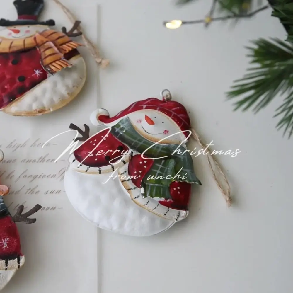 Vintage Snowman Christmas Hanging Model Handmade with Lanyard Christmas Tree Decor Cute Pendant Xmas Ornament Festival