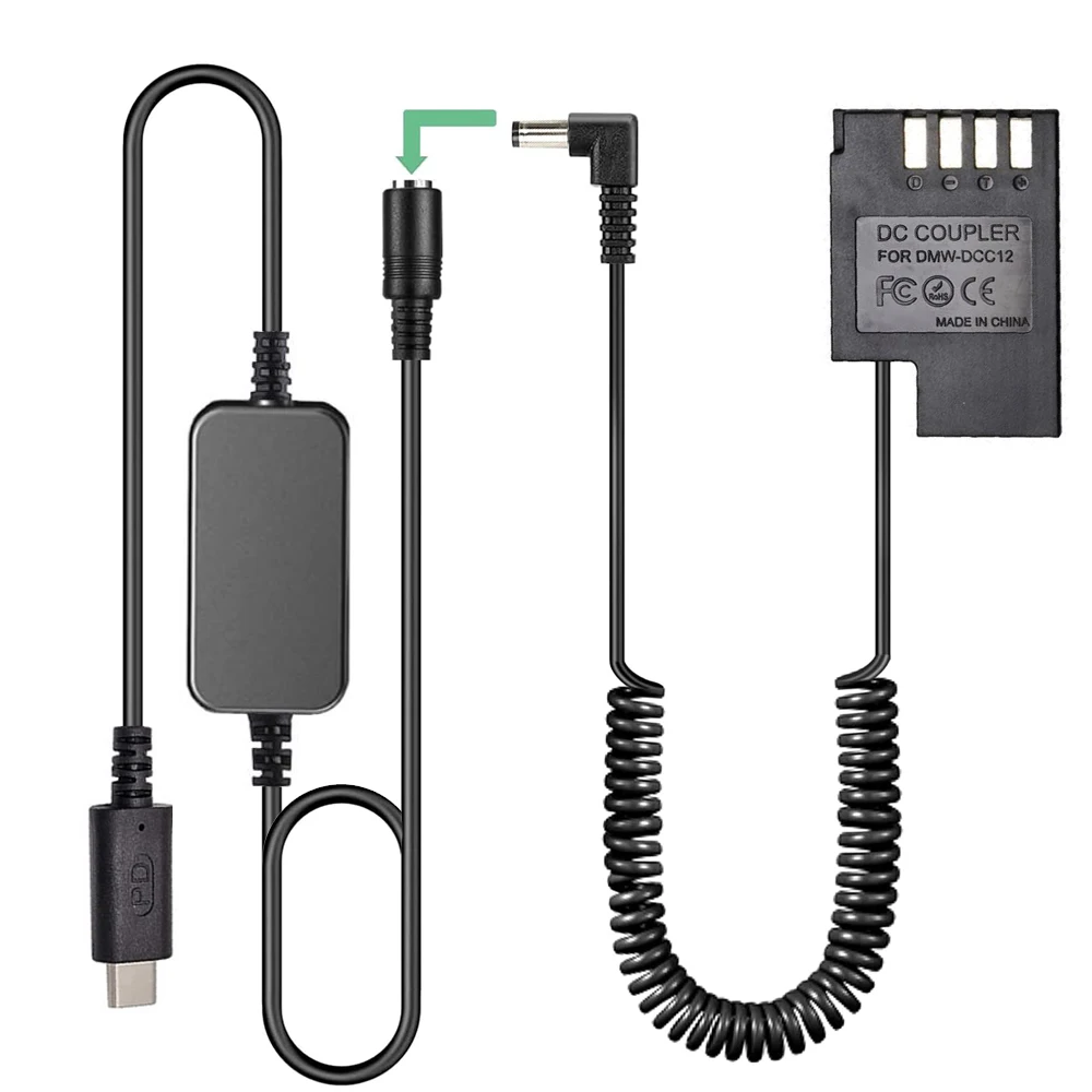 Pd Usb-C Convertitore Dmw-Dcc12 Dc Accoppiatore Sostituire Blf-19 Batteria Per Fotocamera Panasonic Lumix Dmc-Gh3 Dmc-Gh3K Dc-Gh5 Dc-G9