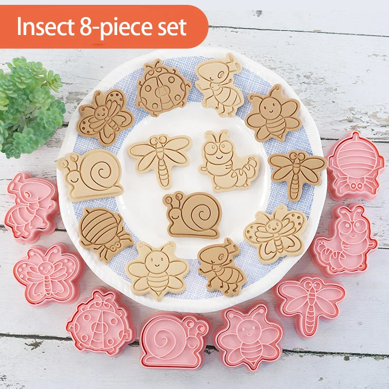 Cookie Cutters 8 Pcs/set Plastic 3D Insect Shape Biscuit Mold
