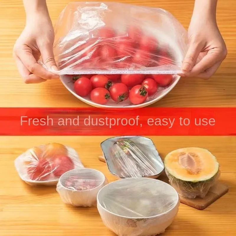 100pcs Disposable Fresh-keeping Cover, Plastic Food Storage Covers, Reusable Bowl Covers Stretch Lids, Elastic Cover Bag