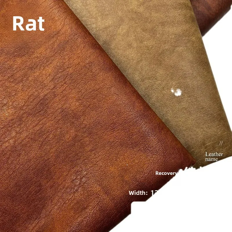 Retro Sheep Leather Aged Color Block Napa Pattern Half PU Soft Bag Leather Goods Sofa Soft Pack Decoration Artificial