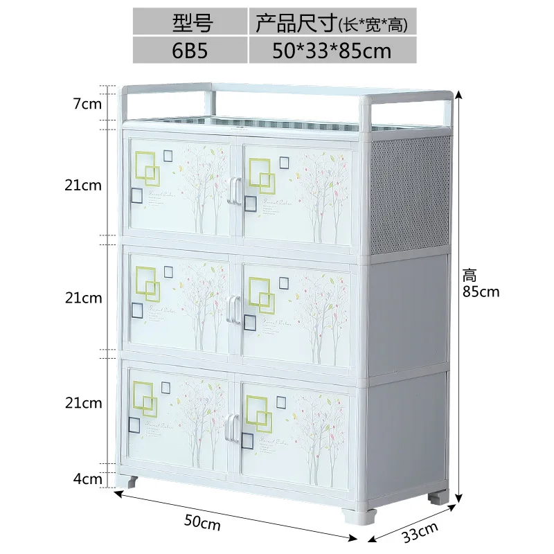 Aluminum Alloy Kitchen Cabinet Storage Sideboard with Tempered Glass Doors Kitchen Cupboard Pantry Organizer Furniture