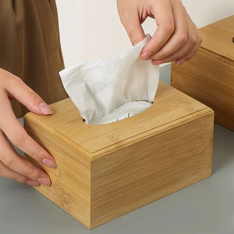 Simplicity Bamboo Tissue Box, Living Room Dining Table Napkin Holder, Home Kitchen Storage Supplies, Rectangular Storage Box 3