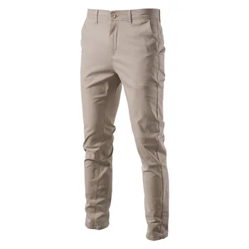 AIOPESON Pantaloni da uomo in cotone casual Pantaloni da uomo slim fit tinta unita Nuova primavera autunno Pantaloni da lavoro classici di alta qualità da uomo 1