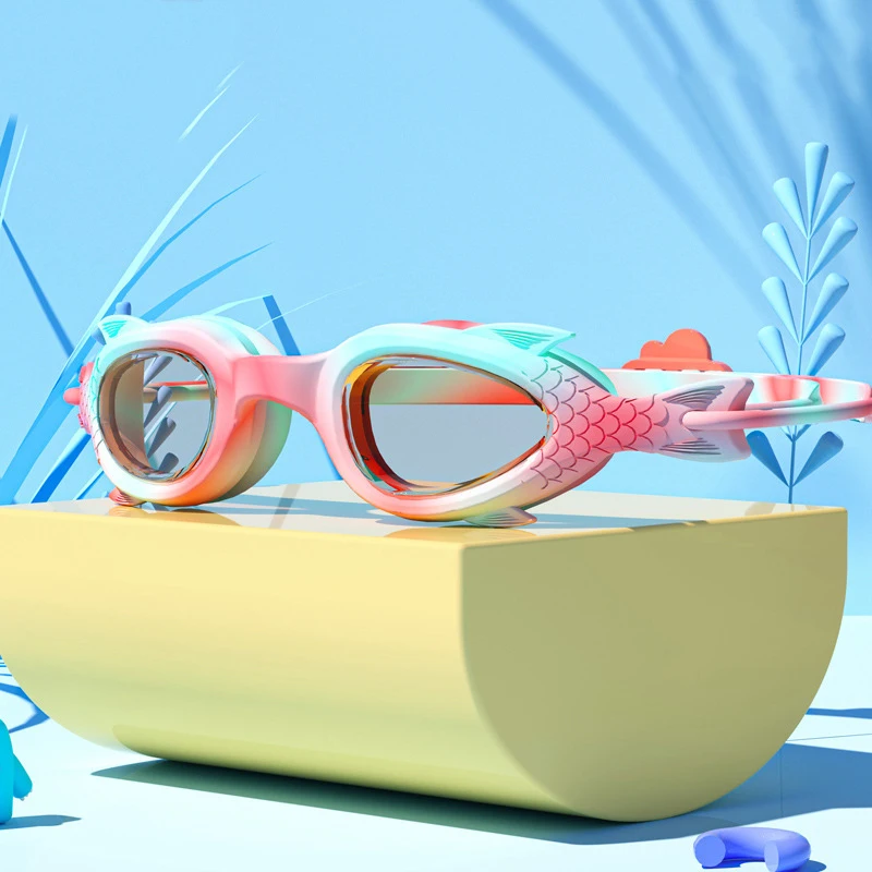 Professional Swimming Goggles HD Waterproof Anti Fog Silicon Swimming Cap Water Swim Goggles Caps for Kids 5