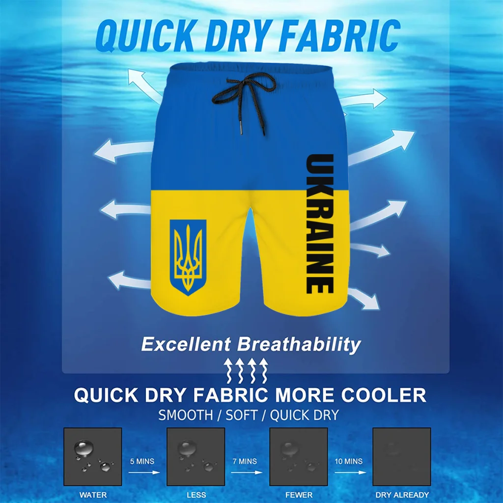 3D Ukrain Eagle Emblem Graphic Beach Shorts Men Ukrainian Flag Short Pant Swimsuit Summer Hawaii Swim Trunks Cool Kid Ice Shorts 4