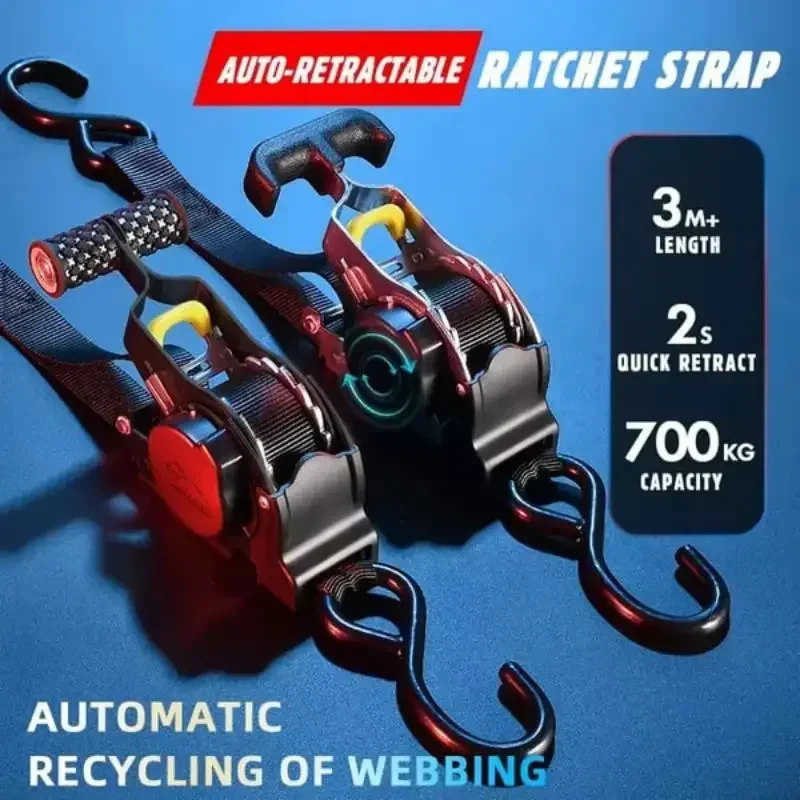 Auto Straps For Cargo Tape Retractable Belts For Motorcycles Ratchet Strap Load Luggage Strap Ratchet Tensioner Belt Car