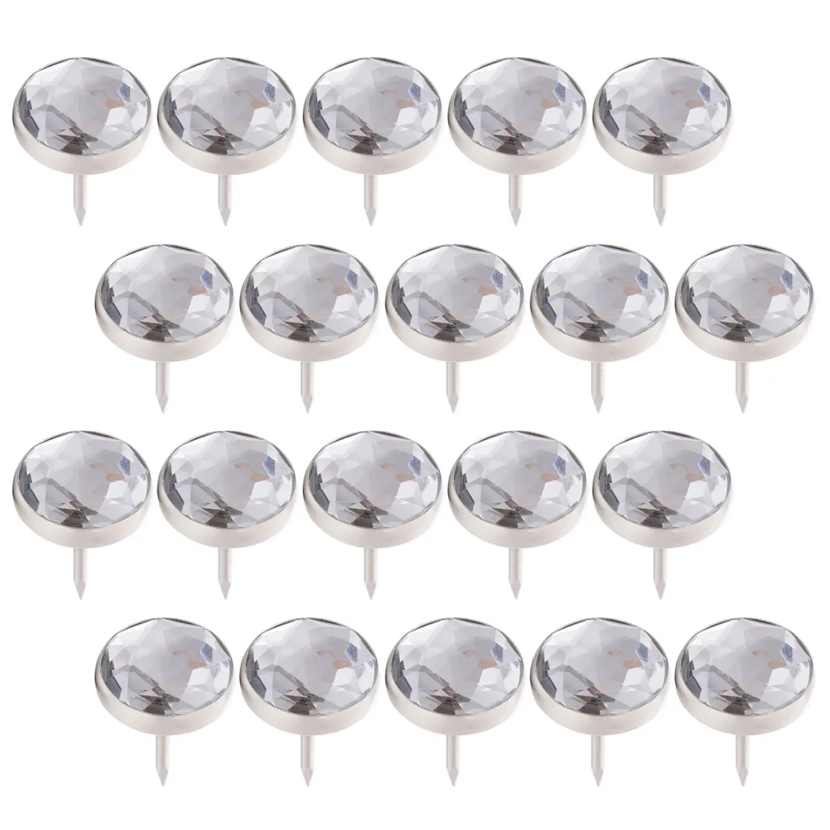 30개 크리스탈 장 못, 소파 장 못, 가구용 못, 바느질 DIY 공예용 못 (흰색, 직경 16.8mm)