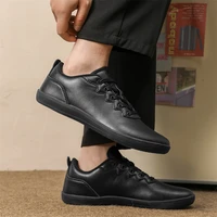 Oiaano Unisex Wide Toe Man Leather Black Shoes Woman Barefoot Leisure Sneaker Platform Zero Drop Light Breathable Working - Image 5