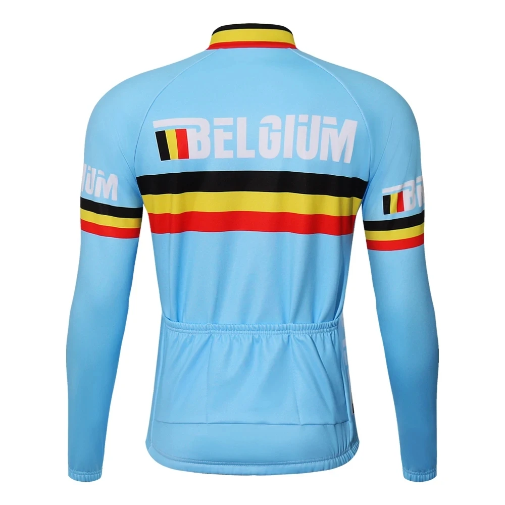 Men's Long Sleeve Pro Team Cycling Jersey, Blue - Lightweight Downhill Winter Racing Wear