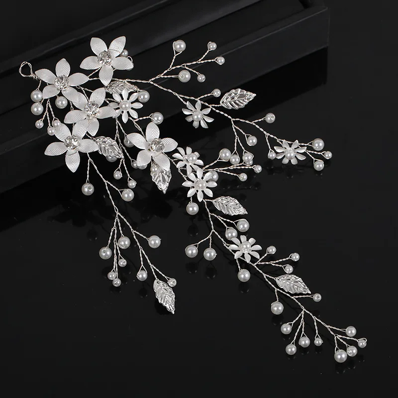 Flower Leaf Crystal Pearl Headband Hairband Tiara For Women Bridal Wedding Hair Accessories Vine Jewelry Band Headband Gift jewelry accessories hair accessory hair headdress bridal headwear hair band crown