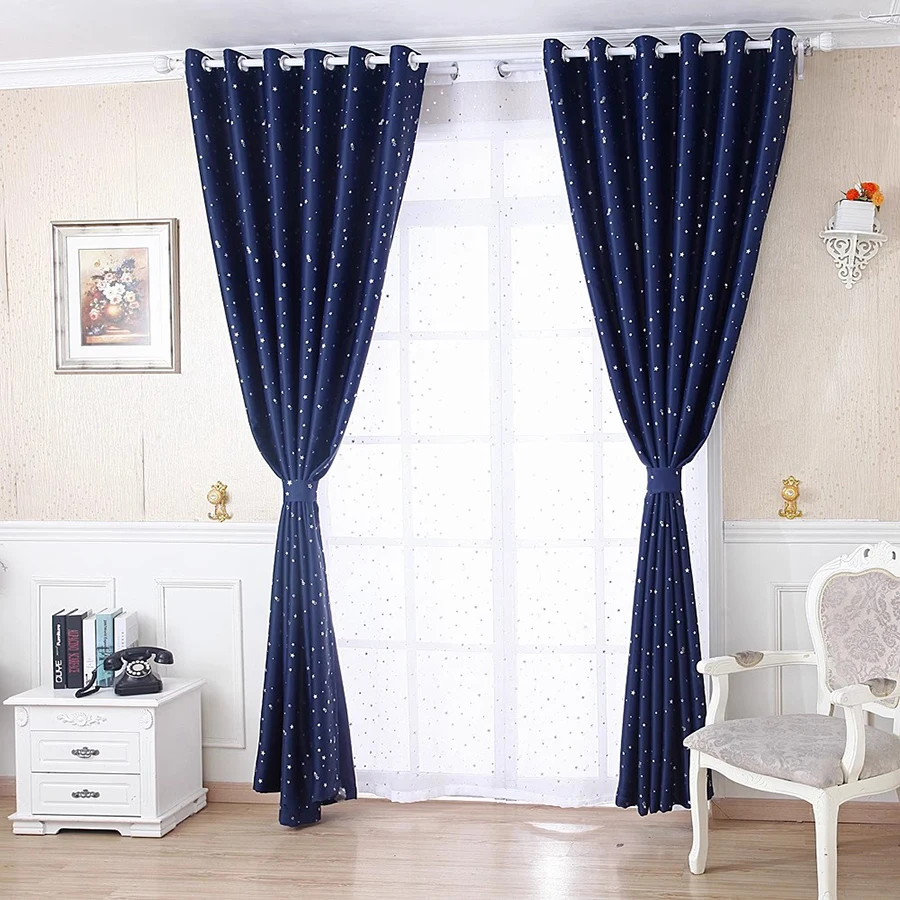 Shiny Stars Children Cloth Curtains For Kids Boy Girl Bedroom Living Room Blue/Pink Blackout Cortinas Custom Made Drape wp123#45 6