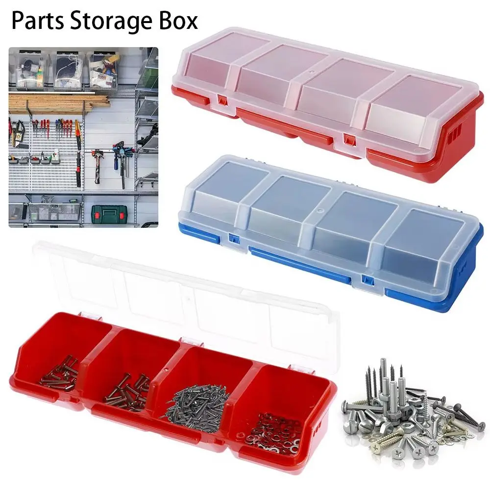 Tool Storage Box Plastic Screw Organizer 4 Compartment With Lid