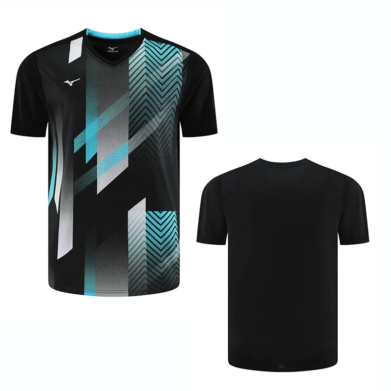 A set of men's and women's table tennis T-shirt shorts quick dry material breathable sweat absorption half sleeve badminton T-sh
