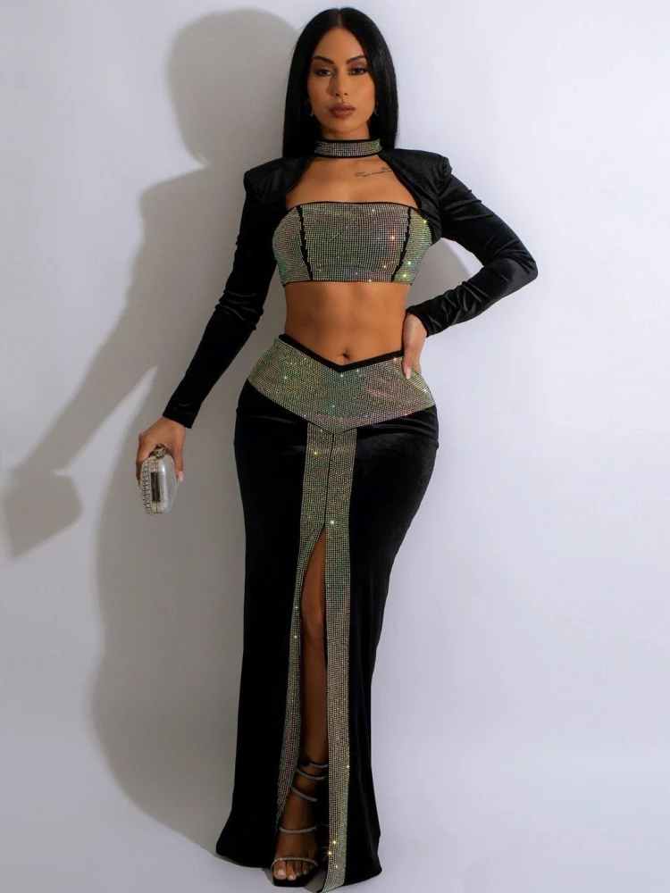 

Two Piece Set Tops And Split Skirt Suit Women Clothing African Dashiki Wedding Party Traditional Robe Ankara Outfits Kaftan