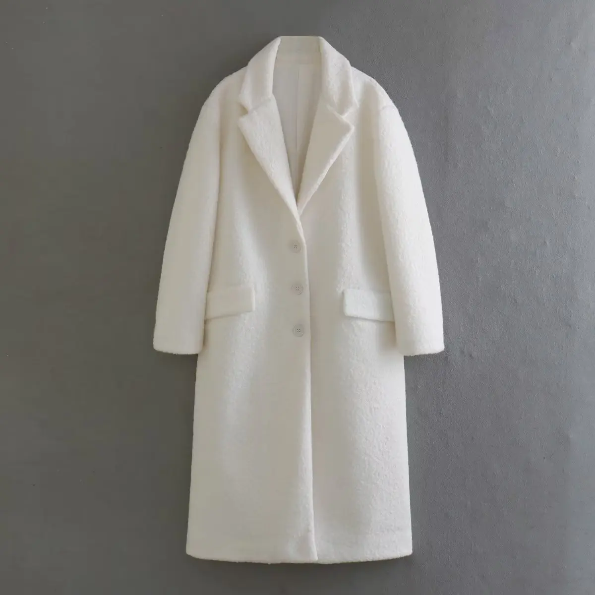 

White Soft Plush Long Coat Women Fashion Warm Luxurious Tweed Coats Female Clothing Winter 2023 New
