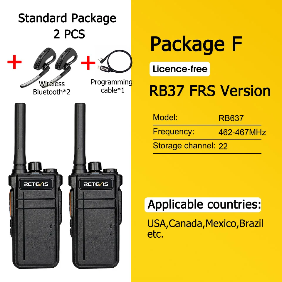 Retevis Walkie Talkie Bluetooth-Compatible RB637 PTT PMR446 FRS Two-way Radio Portable Radio Walkie-talkies for Hotel Restaurant hunting walkie talkies Walkie Talkie