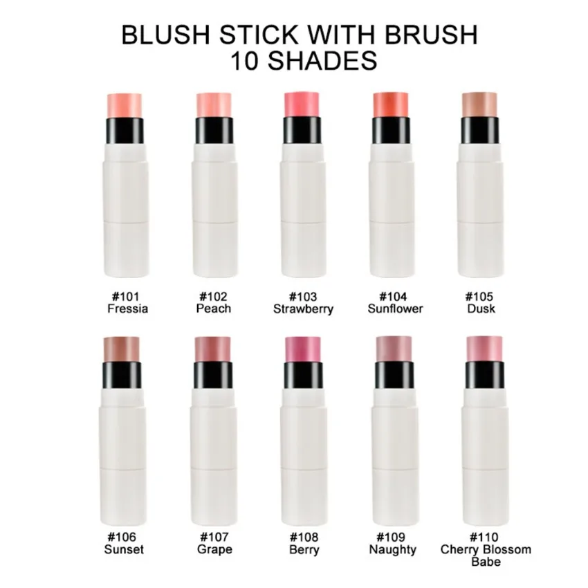 White Tube High Pigment Creamy Blush Stick Private Label Sexy Cheek Blusher with Brushes Custom Logo Low Moq 2