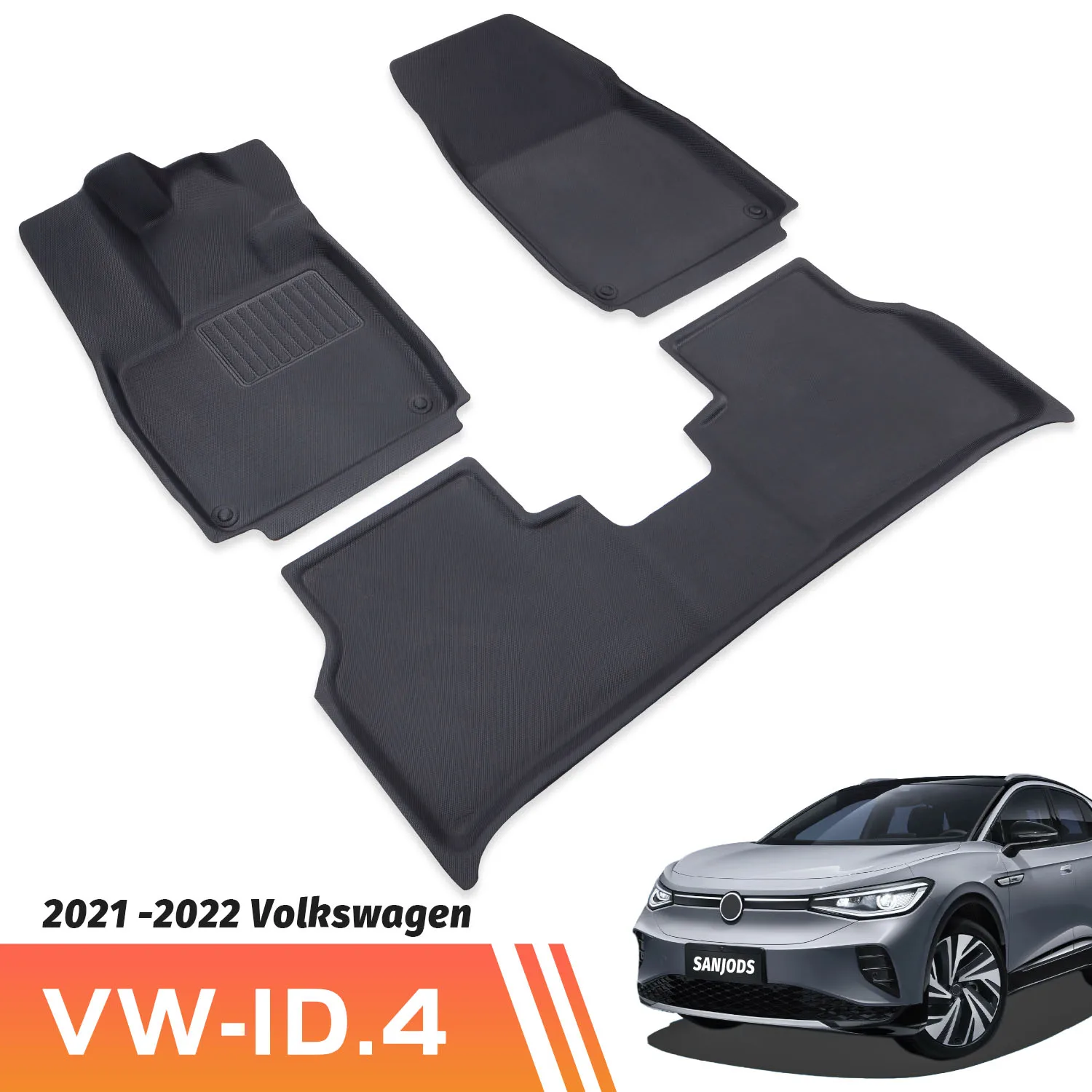Sanjods Vw Id4 Floor Mats For Car All Weather Anti Slip Waterproof Car
