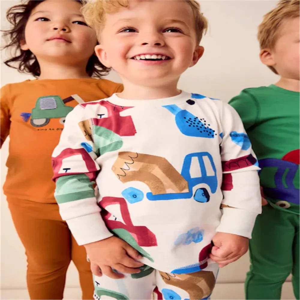 New Spring Children's Clothing Sets Cartoon Boy Sleepwear Long Sleeved Pants Clothes Kids Pajamas Set Baby Girls Pyjamas