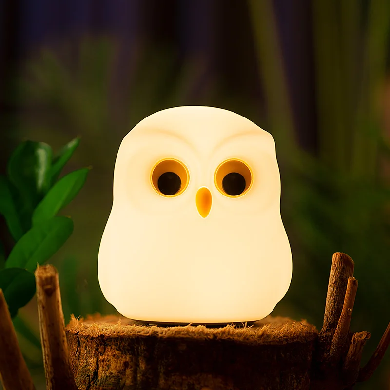 Adorable Silicone Owl Night Light - Rechargeable RGB Ambient Lamp for Room Decor and Children's Gifts